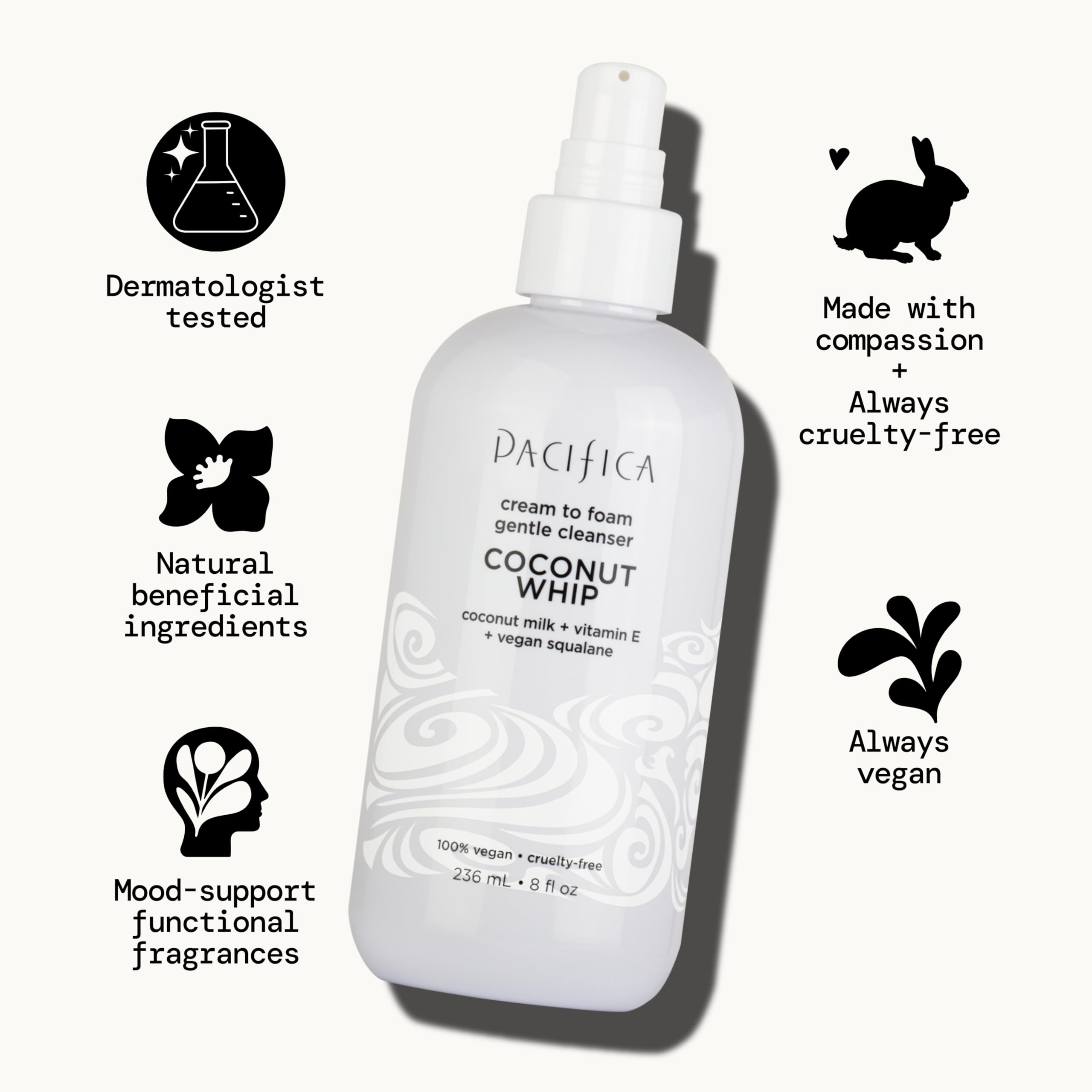 Vegan squalane provides moisture and softness.