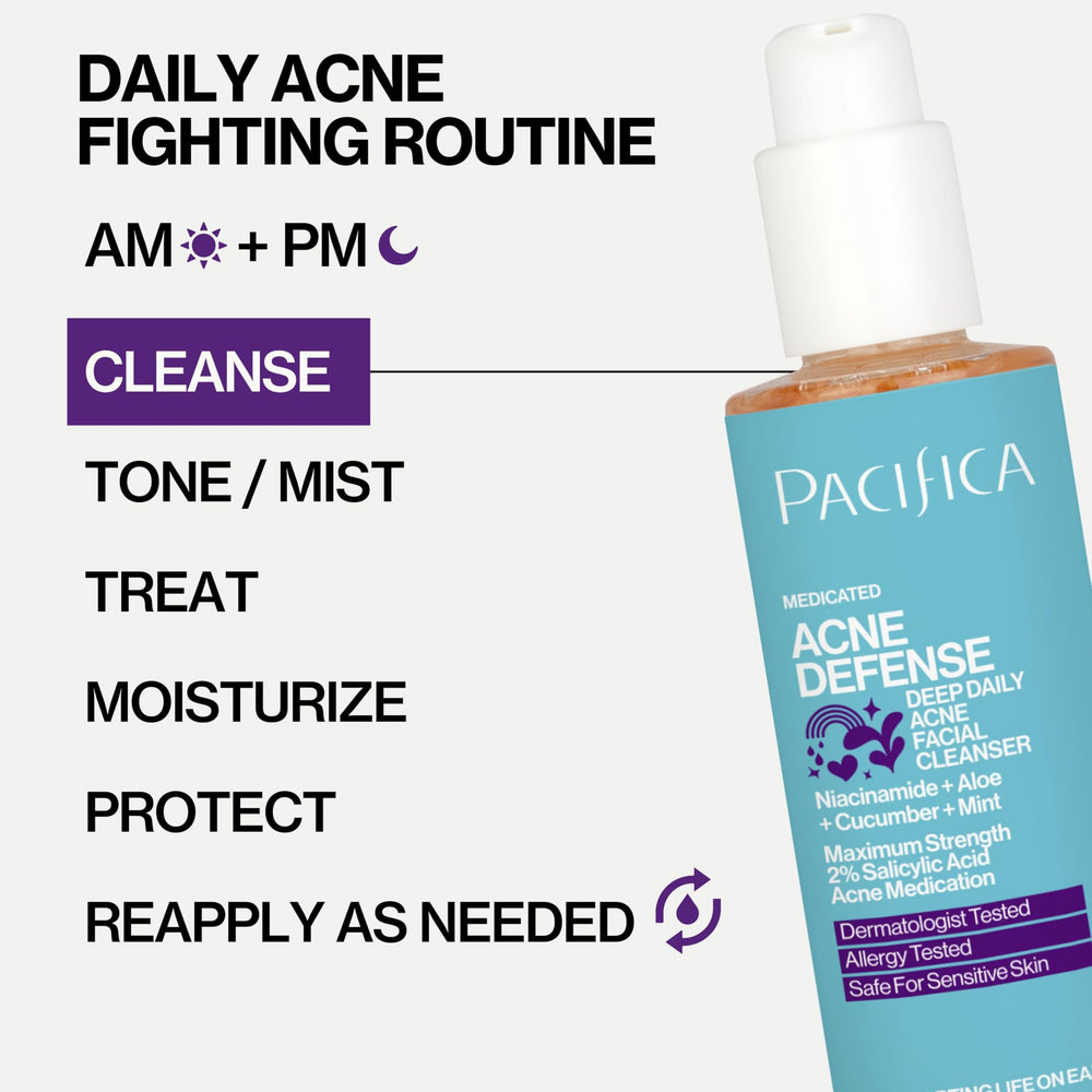 Pacifica Acne Defense texture swatch shows gentle cleansing formula.