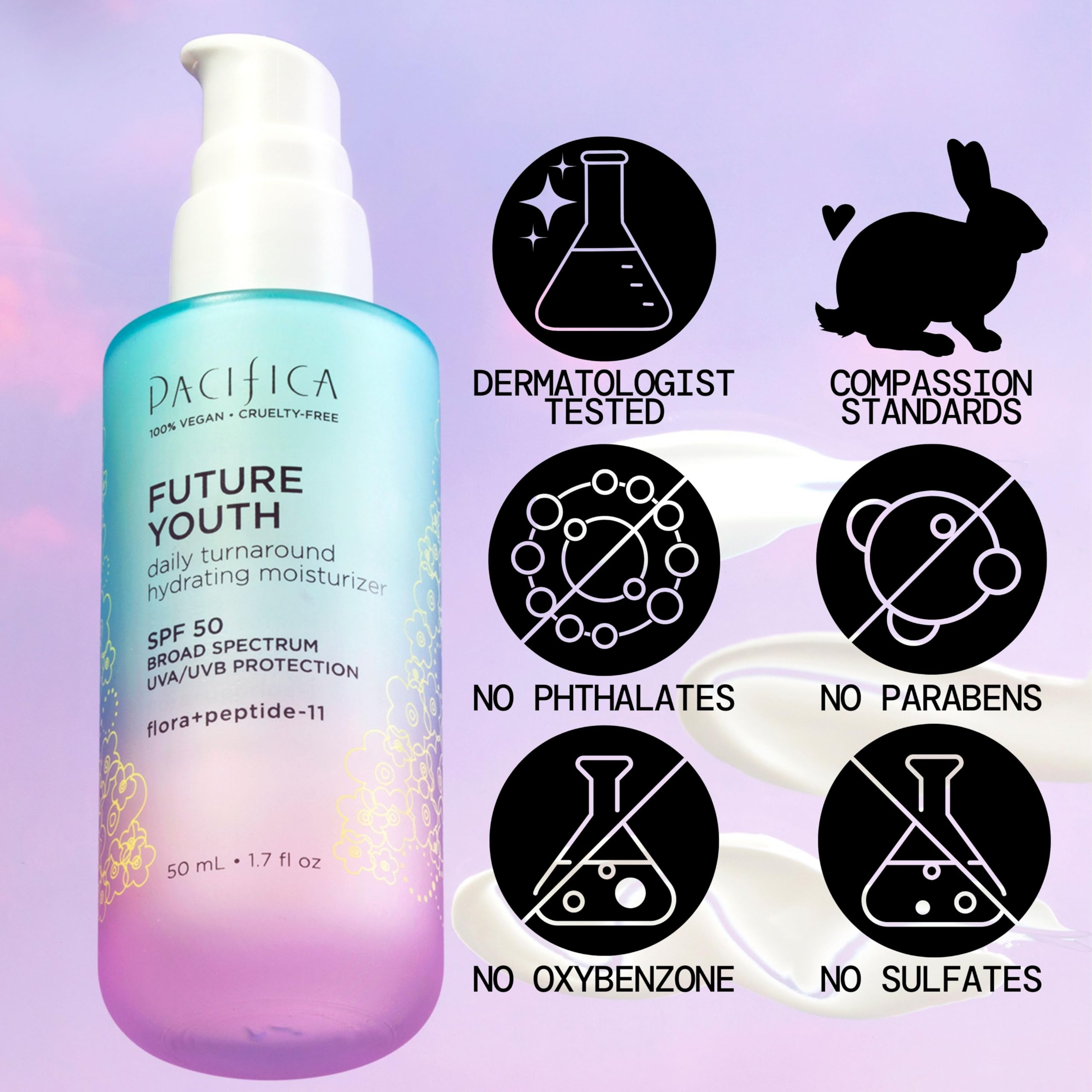 Pacifica hydrating cream on hand illustrating rich, fast-absorbing texture