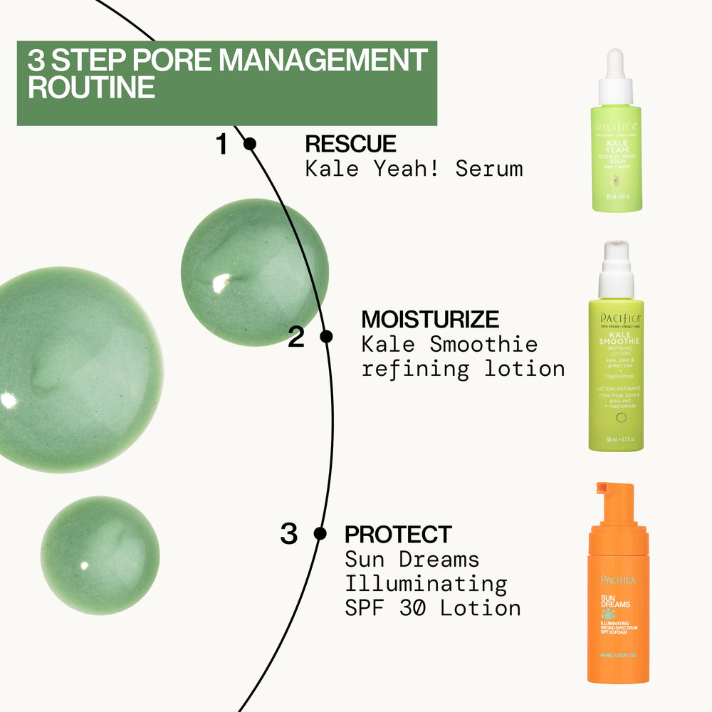 Hydration and matte finish promised by glycerin and willow bark in the serum.