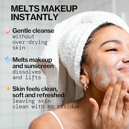 Oil emulsifies with water to form a milky cleanse.