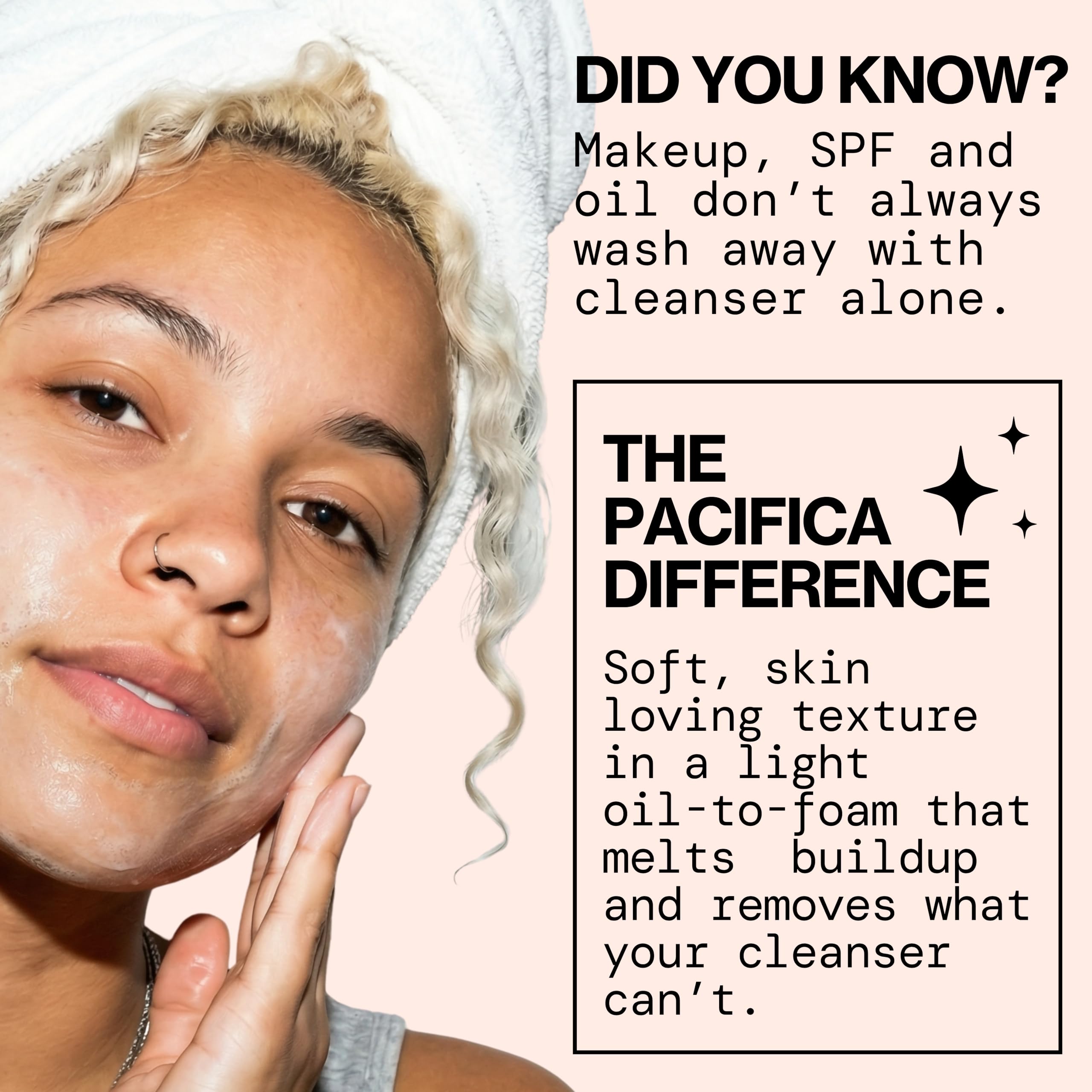 Peach kernel oil highlights nourishing ingredients.