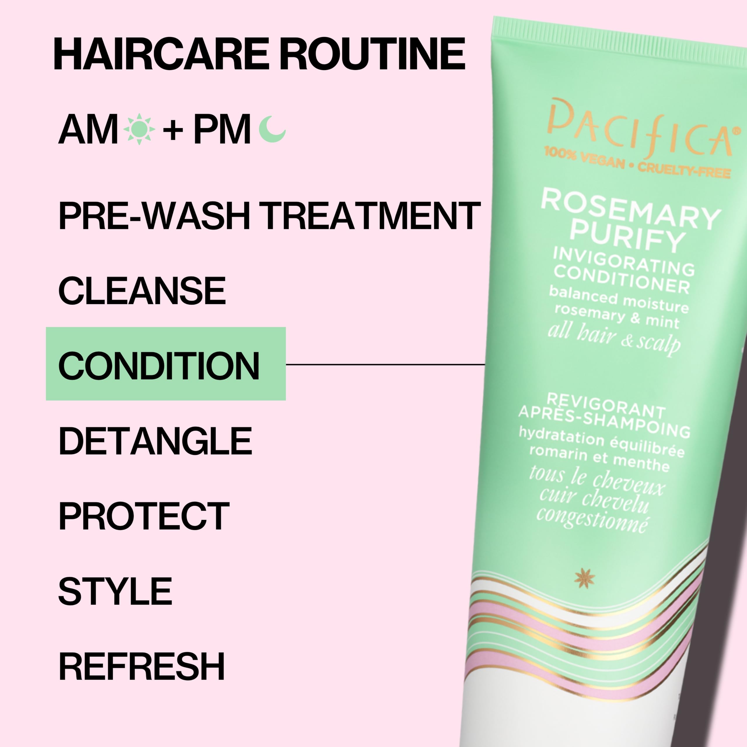 Pacifica Rosemary Purify Shampoo on sink ready for your daily wash.