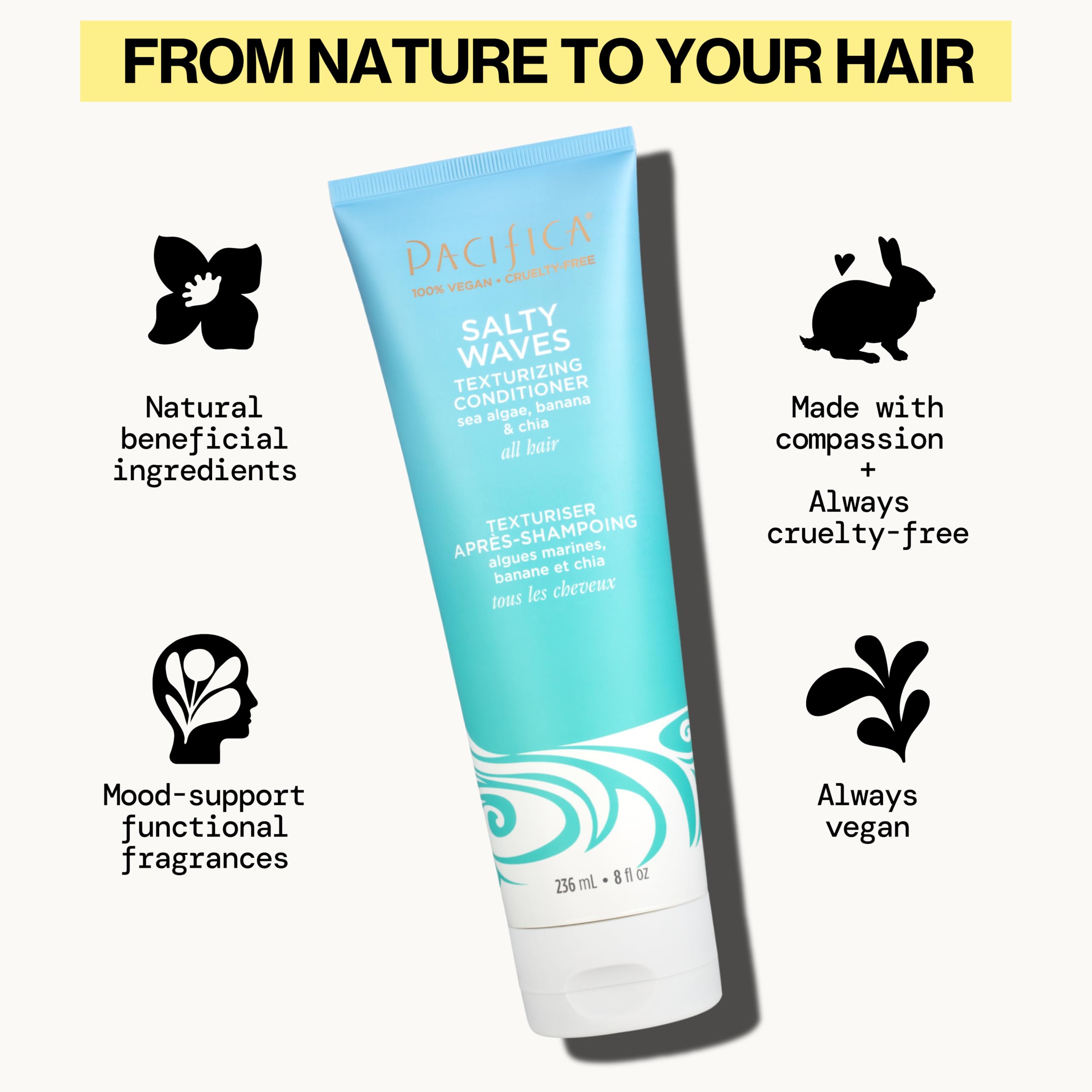 Pacifica Salty Waves ingredients feature seaweed and kelp for mineral-rich nourishment