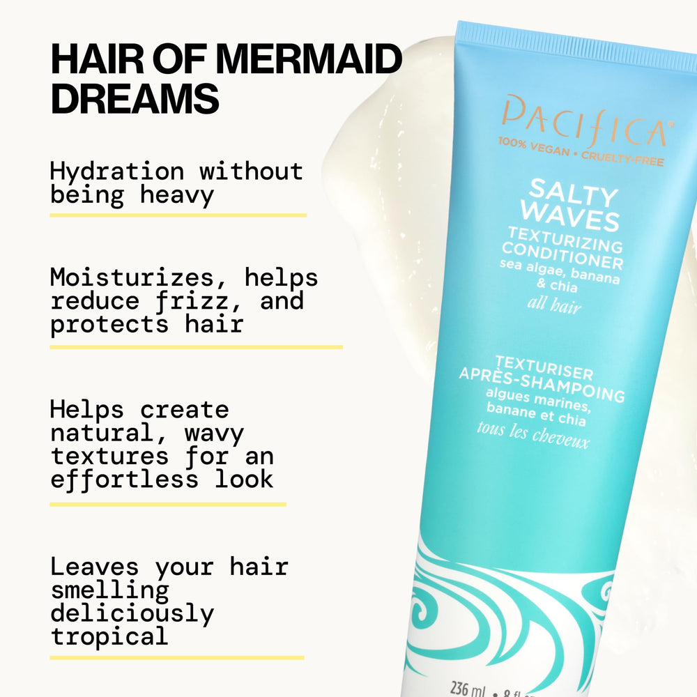 Pacifica Salty Waves shampoo lather highlights gentle cleansing with sea-kelp texture
