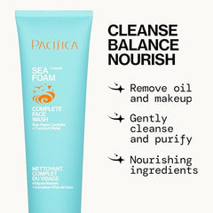 Pacifica Sea Foam mini tube back view with eco-friendly packaging notes