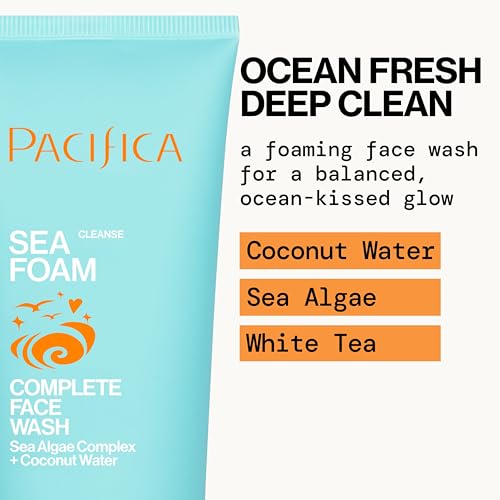 Pacifica Sea Foam mini tube label showing ingredients and paraben-free claim