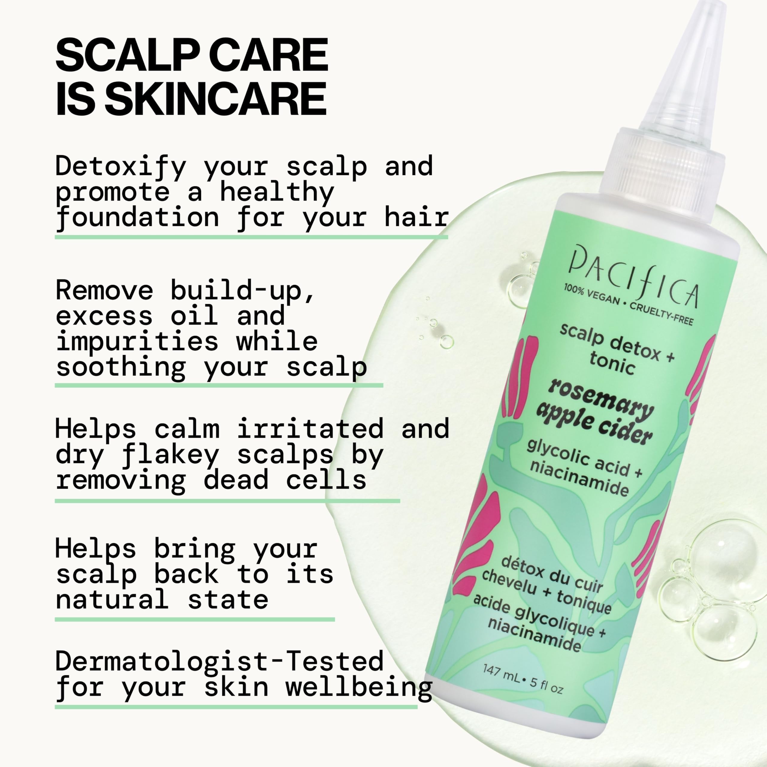 Pacifica Silicone Bristle Scalp Brush close-up for gentle exfoliation.