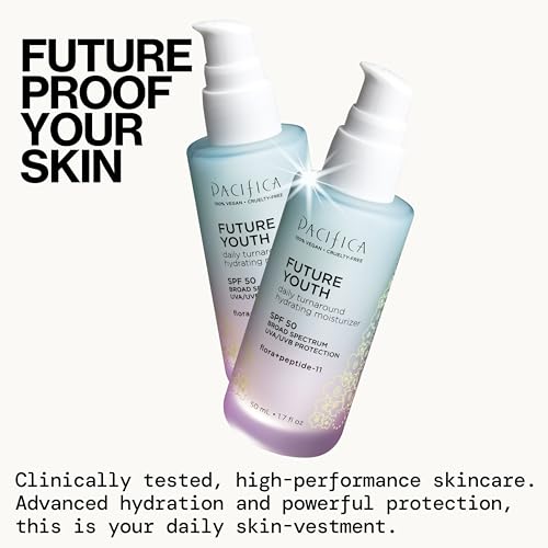 Pacifica SPF50 sunscreen dispenser applied on skin for broad protection