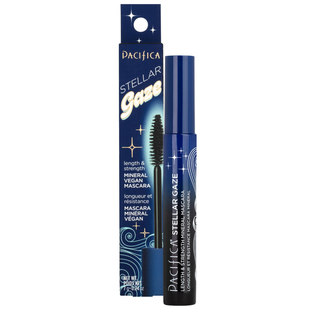 Pacifica Stellar Gaze lashes showing length and volume after one coat.