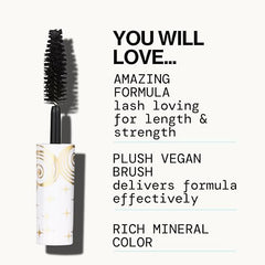 Pacifica Stellar Gaze mini brush close-up highlights the fluffy wand for even coats.