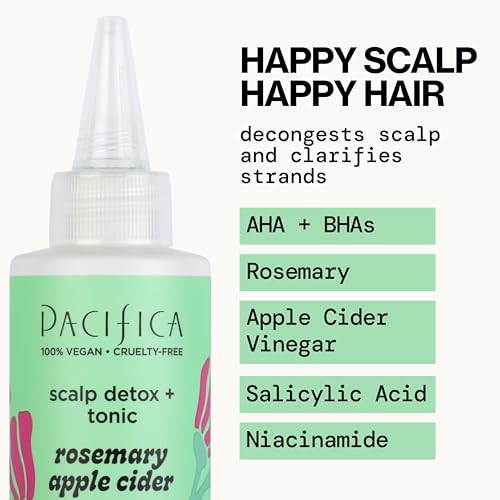 Pacifica Scalp Detox Tonic bottle and brush ready for shower detox.