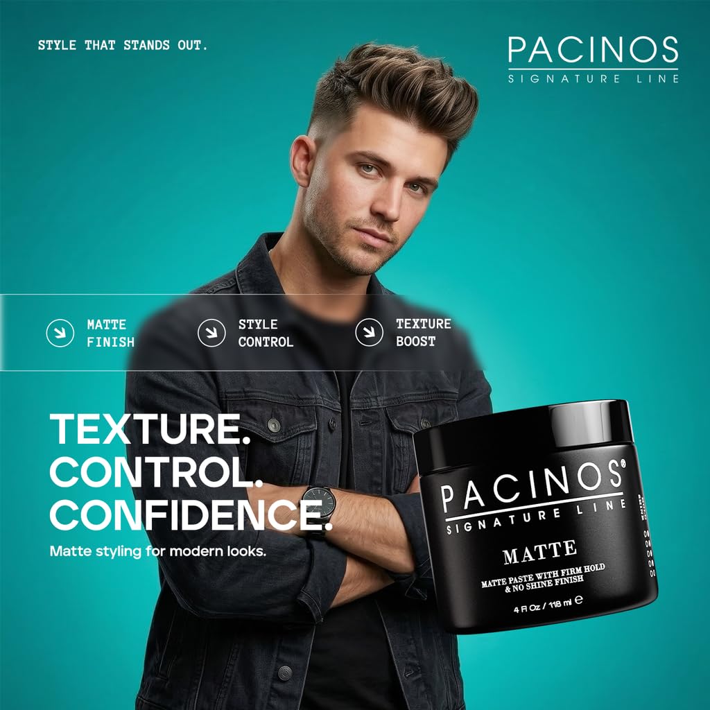 Texture close-up of Pacinos Matte Hair Paste showing a matte finish.