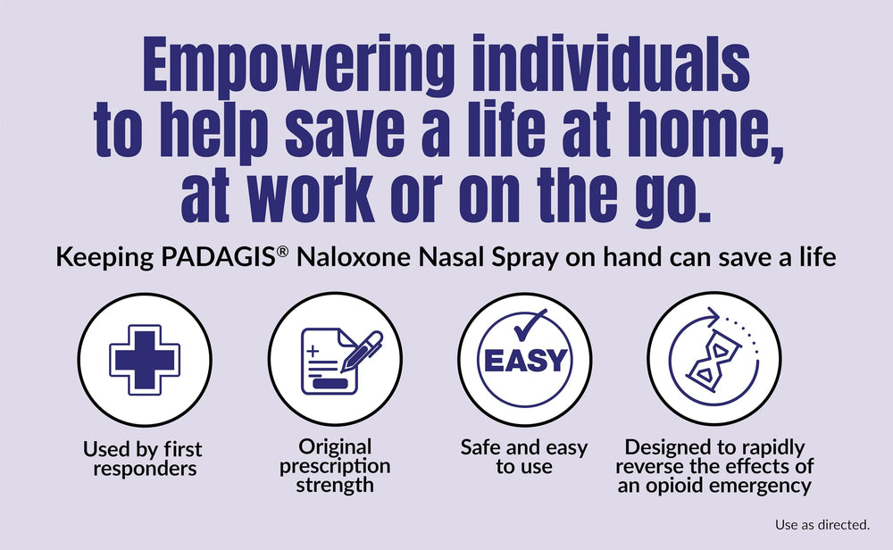 Padagis Naloxone nasal spray two-dose kit ready for emergencies.