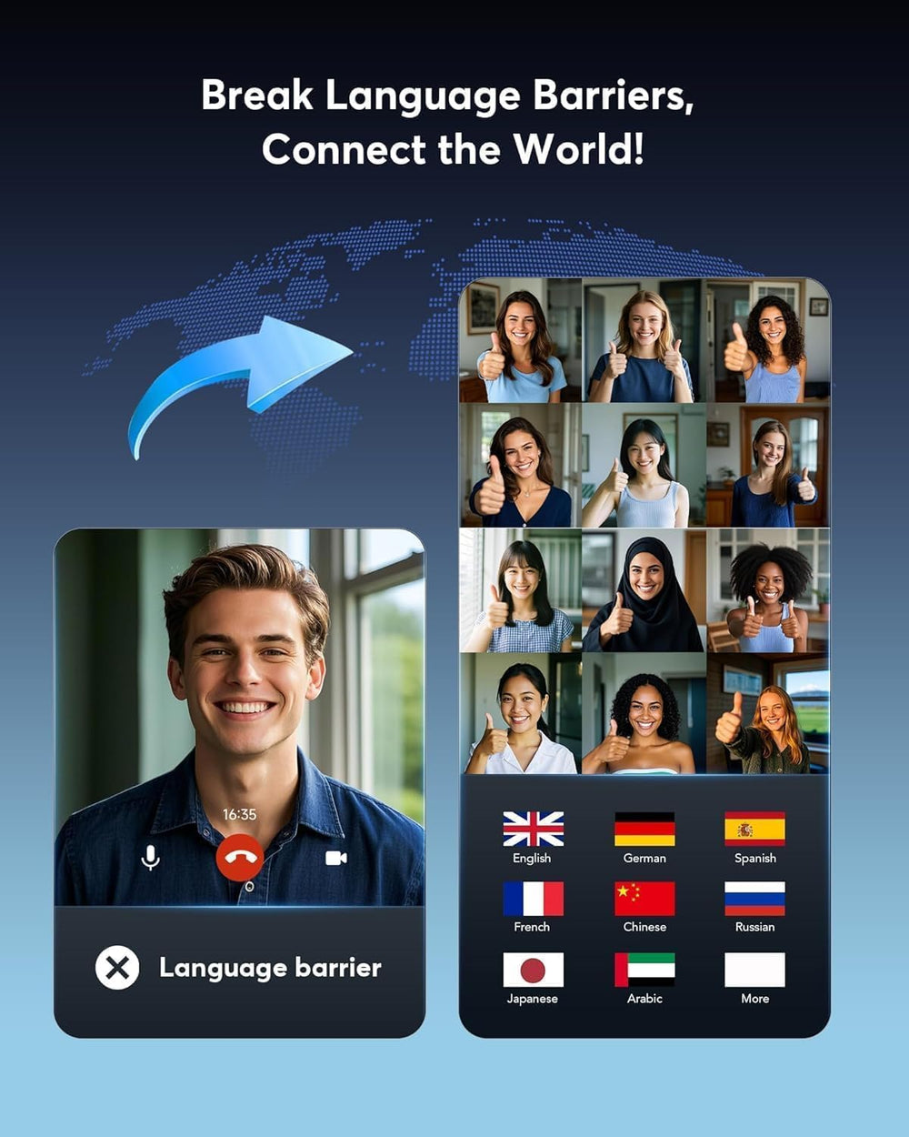 Paekole earbuds in face-to-face translation mode enabling natural conversations.