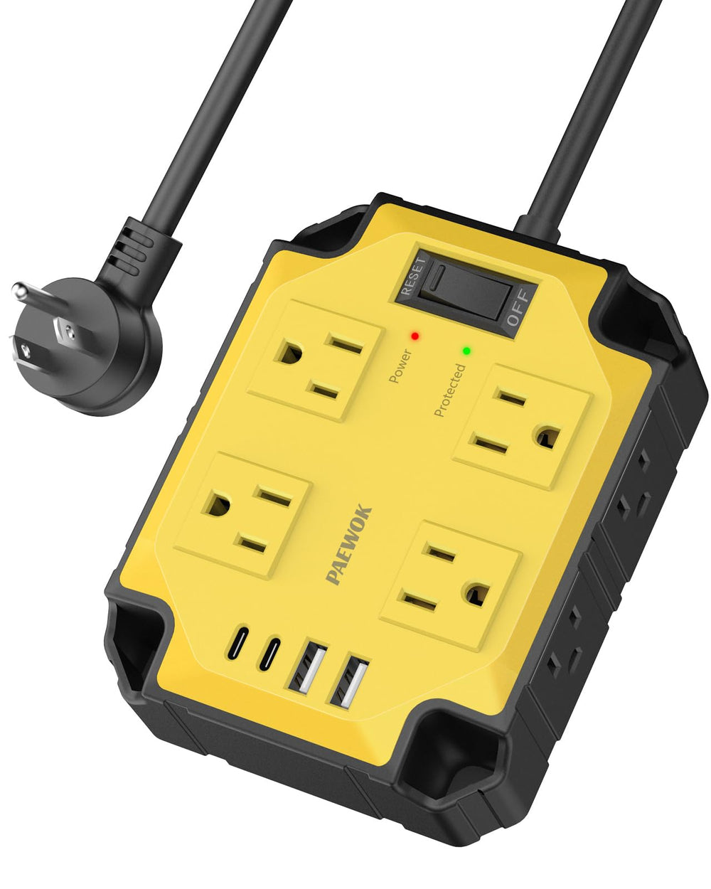 PAEWOK 8-outlet power strip with magnetic mount for easy workshop mounting.