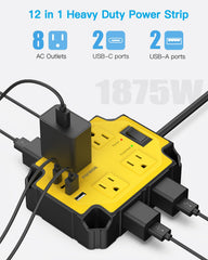 PAEWOK wide-spaced outlets prevent adapter blocking in busy workspaces.