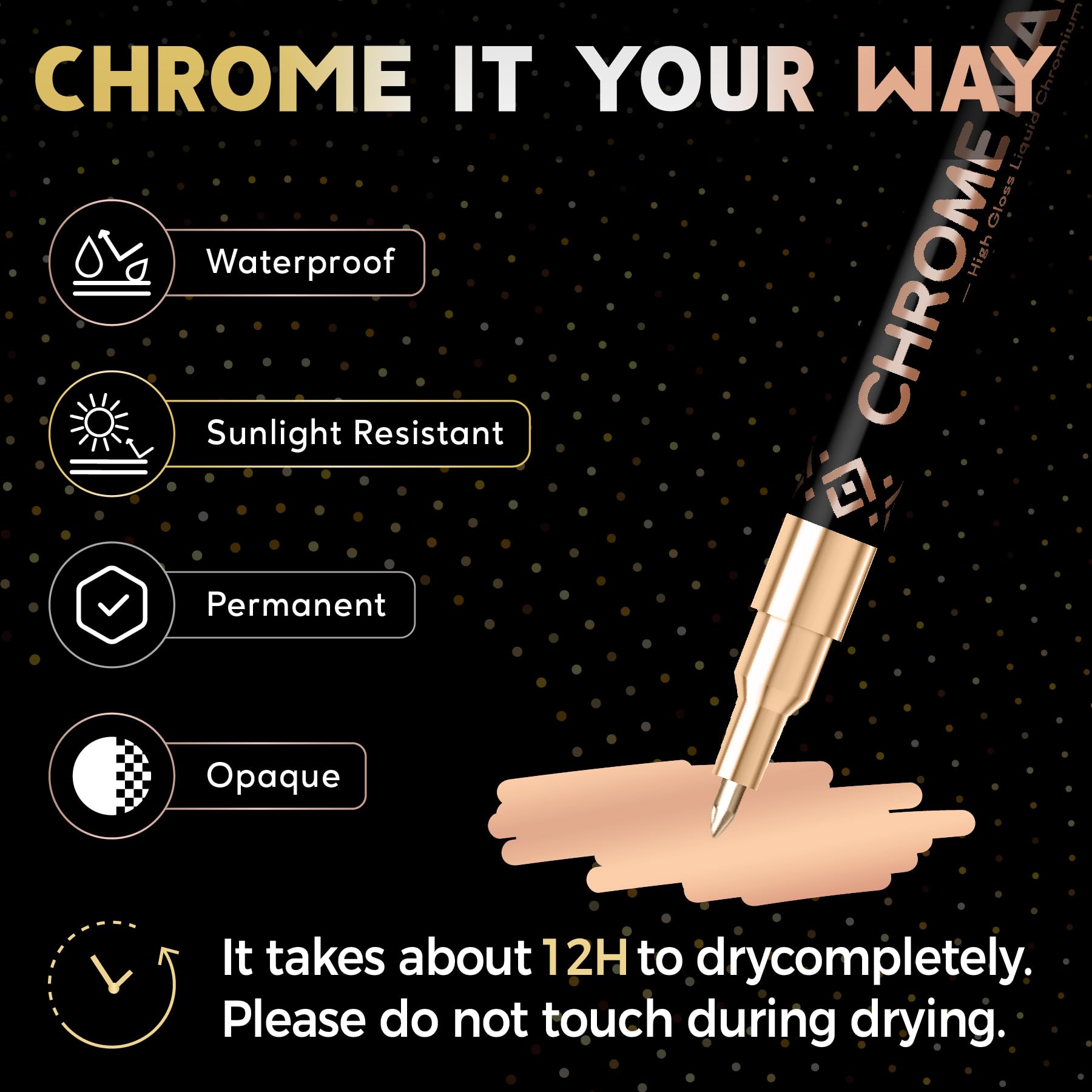 Pagather chrome pens bronze highlight jewelry repairs with a subtle mirror effect.