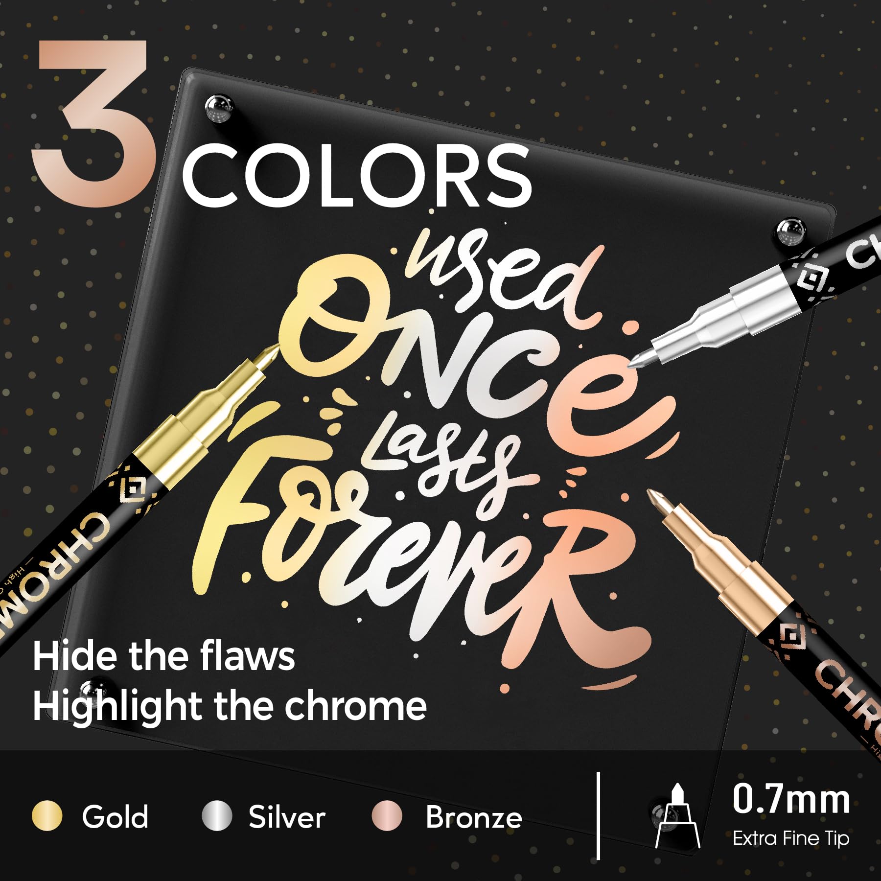 Pagather chrome pens silver demonstrate durable ink for model detailing and touch-ups.
