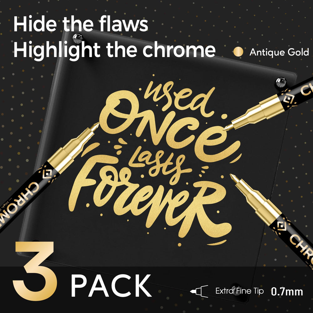 Pagather gold chrome marker pen showing a fine tip for precise detailing