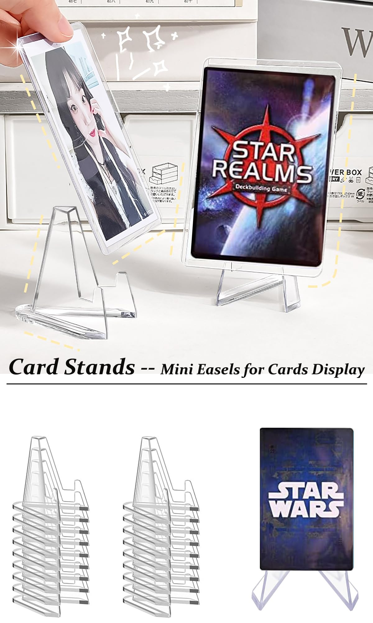 Pairswind clear acrylic easel displaying a graded sports card securely