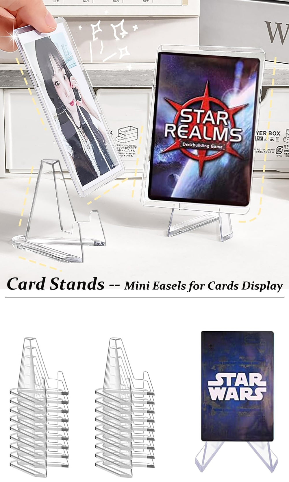 Pairswind clear acrylic easel displaying a graded sports card securely