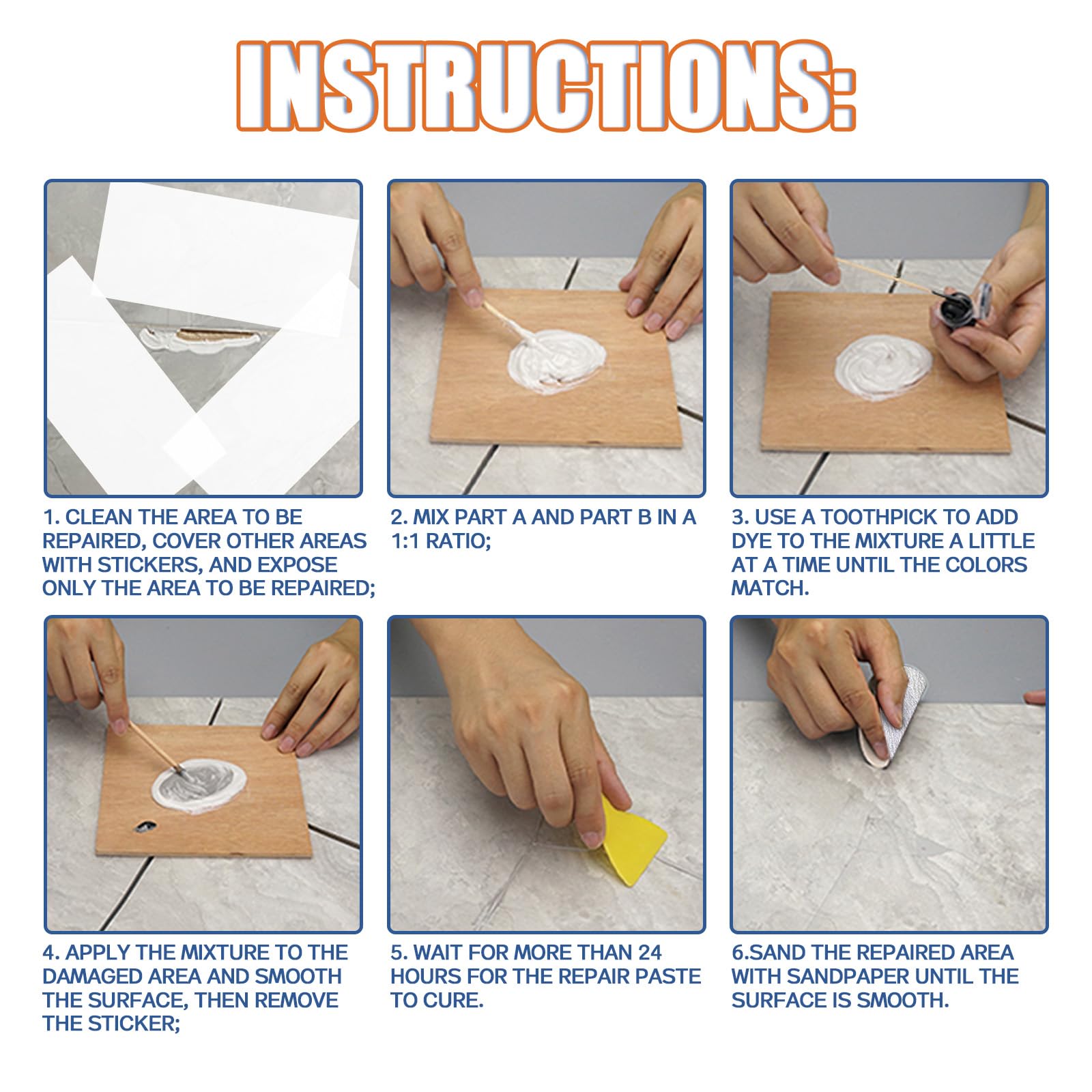 Paistely ceramic tile repair kit suitable for ceramics, enamel, marble, quartz.