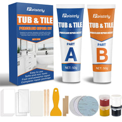 Paistely porcelain repair kit on tub surface delivering a high gloss finish.