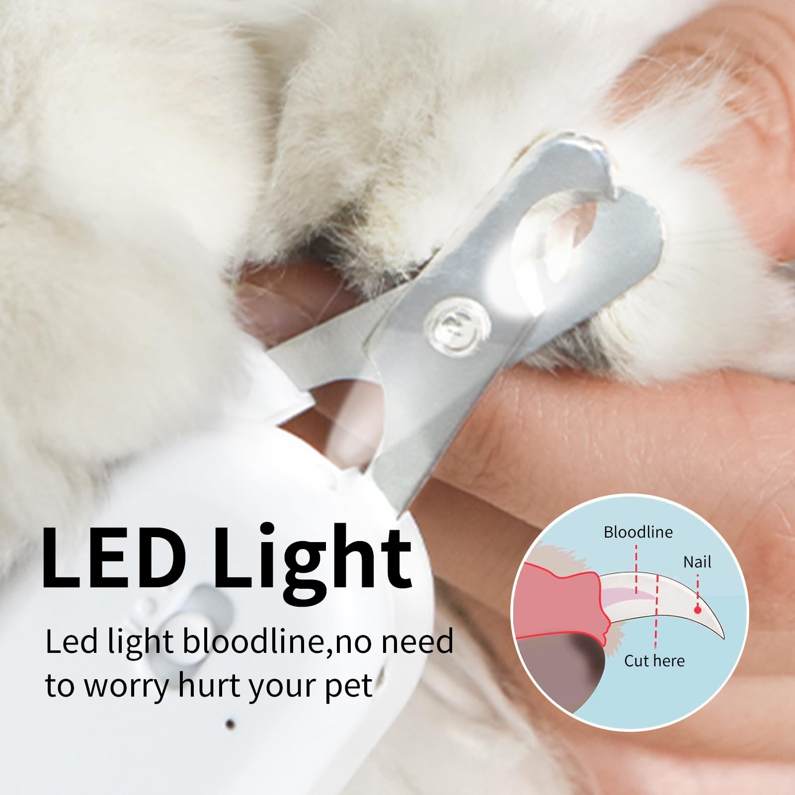 PAKEWAY LED UV clipper blade close-up shows sharp angled design.