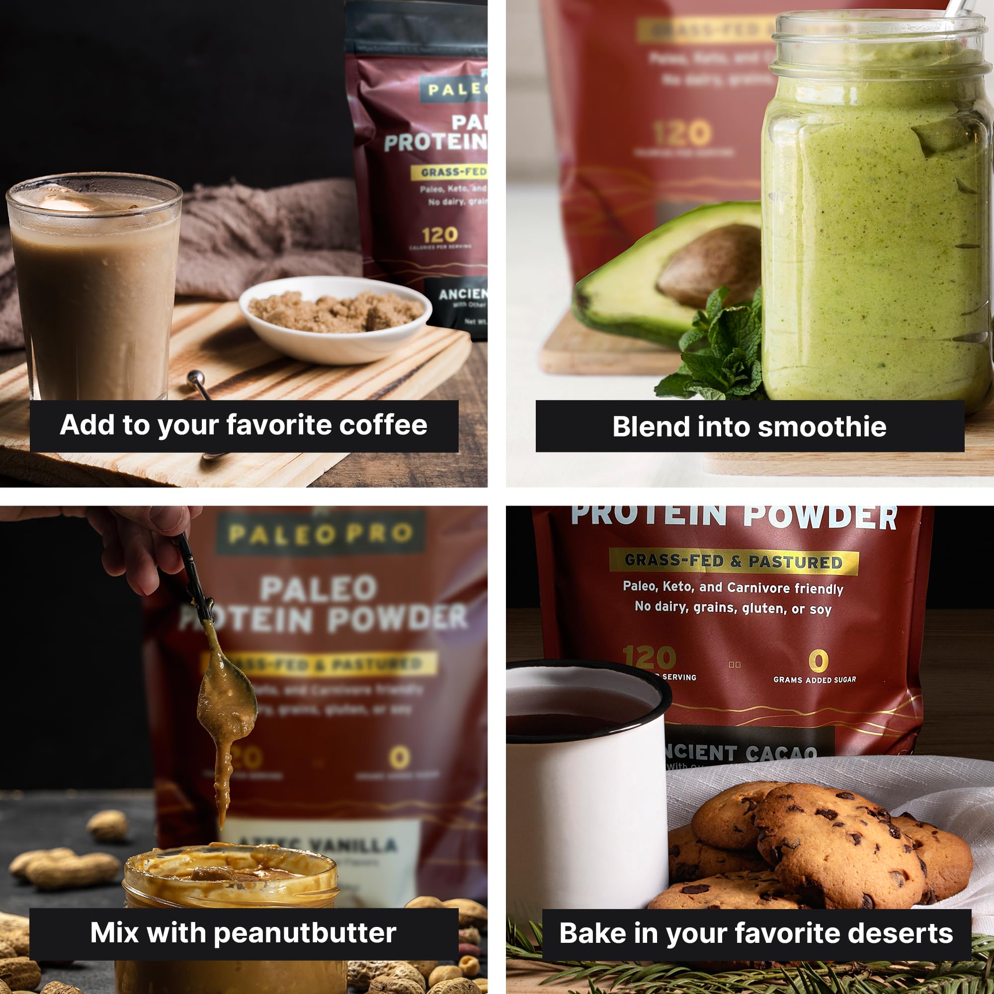 Paleo Pro Beef Protein Powder label closeup highlighting natural ingredients.
