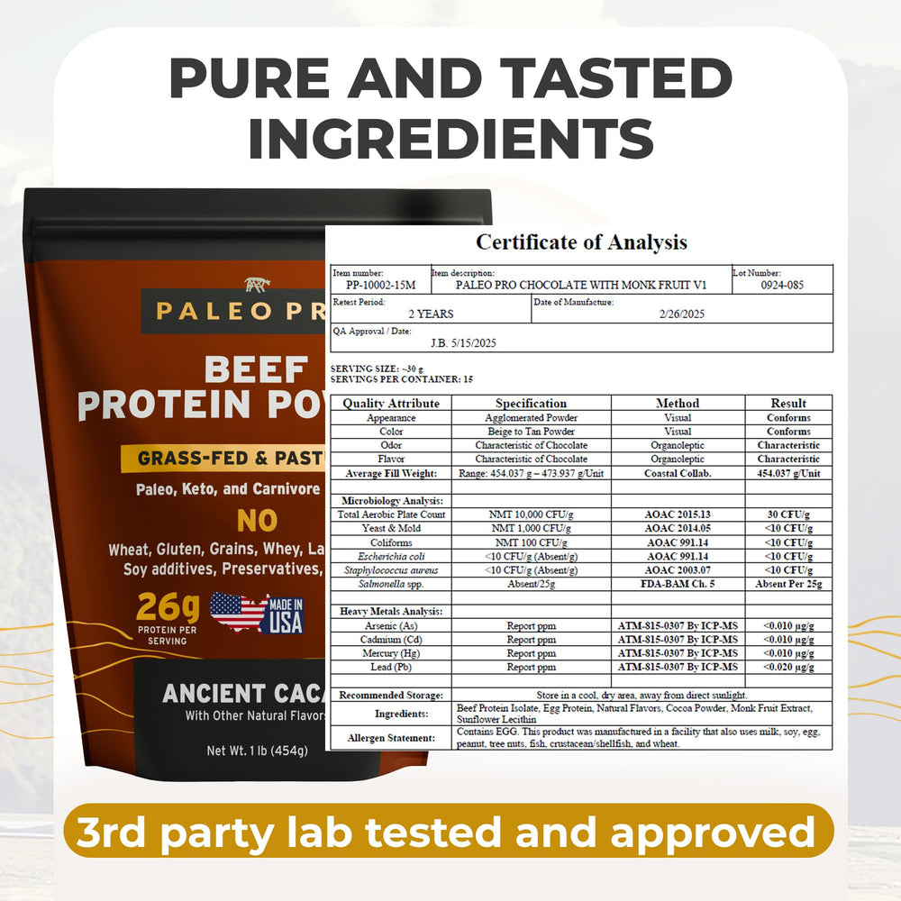 Paleo Pro Beef Protein Powder scoop showing easy measurement for daily portions.
