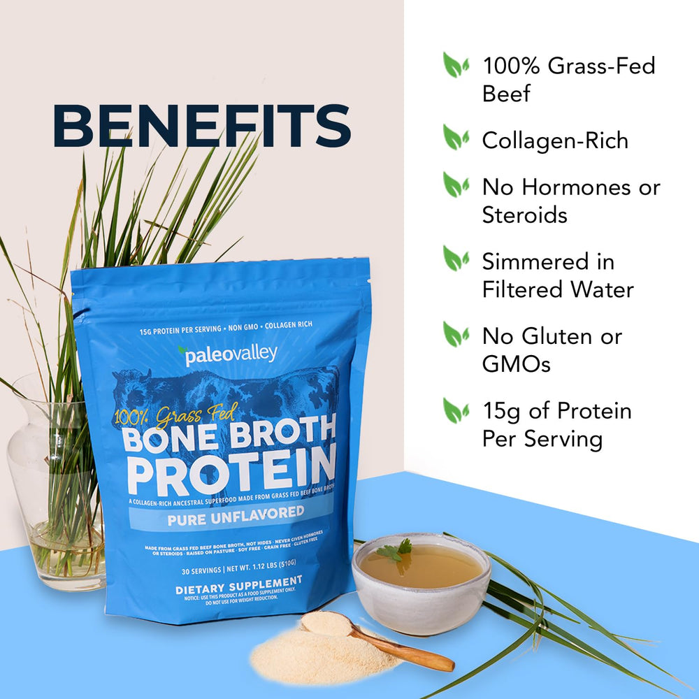 Paleovalley bone broth powder blended in a smoothie for gentle nourishment.