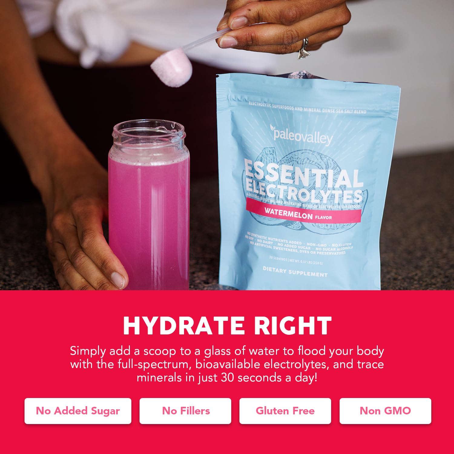 Paleovalley Electrolytes Watermelon in a glass ready to drink