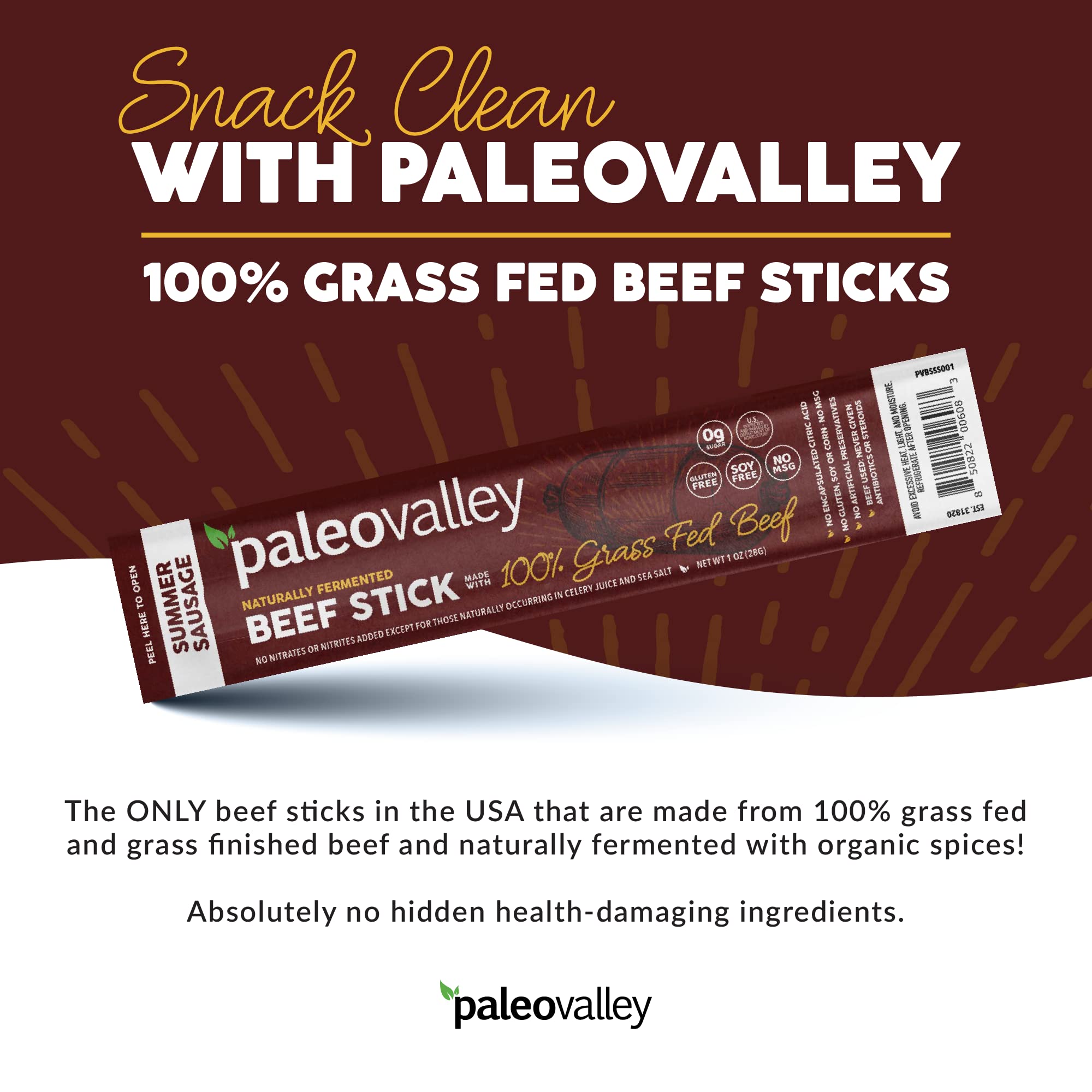 Paleovalley fermented probiotic snacks with shelf-stable design.