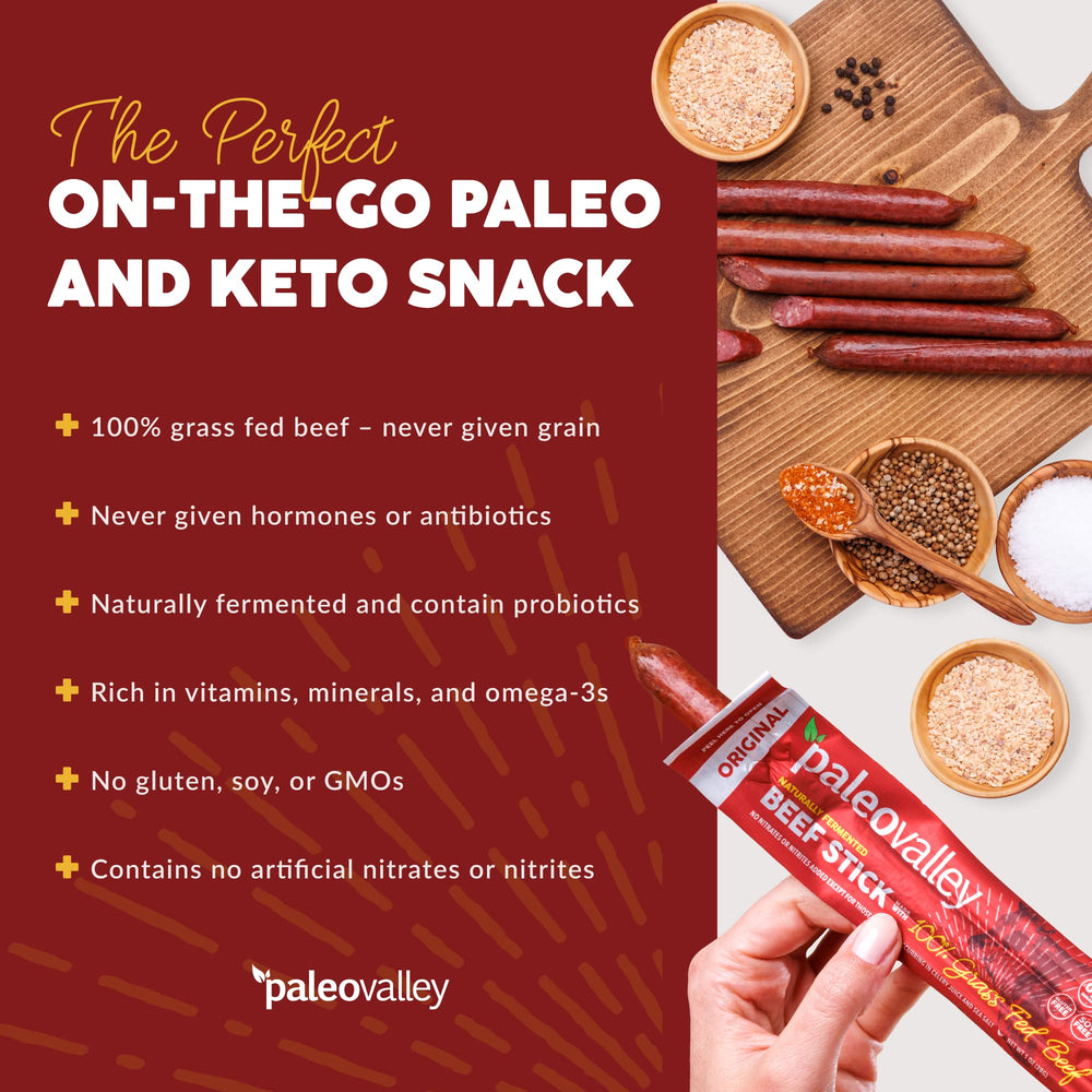 Paleovalley grass-fed beef sticks in gym bag for quick fueling.