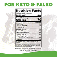 Paleovalley Grass-Fed Beef Sticks image highlights protein-packed snack option.