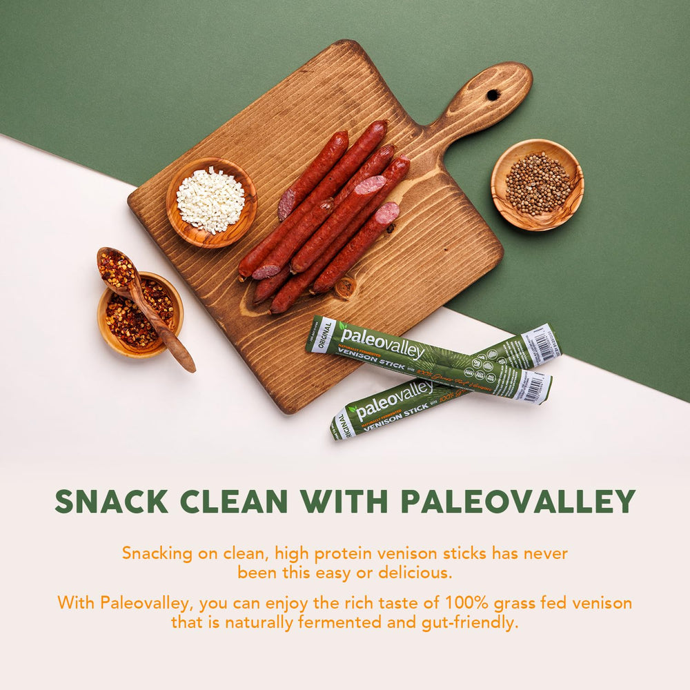 Paleovalley venison sticks gym bag scene for workouts.