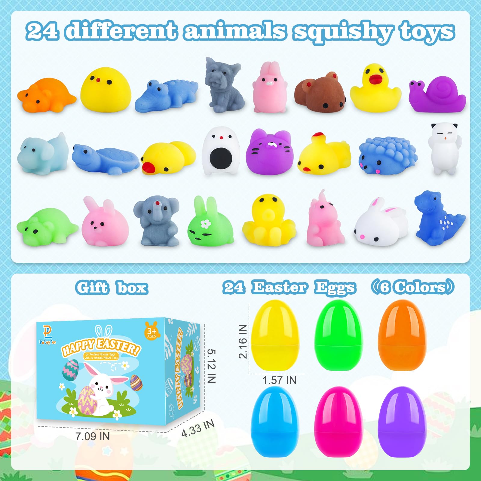 PaLeyFer squishy animal toys inside colorful eggs for playful, sensory fun.