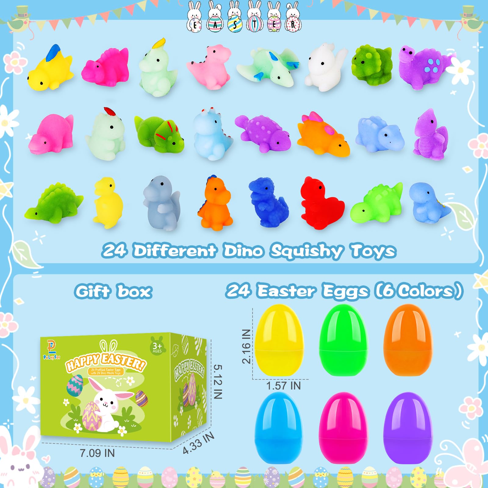 PaLeyFer squishy dinosaur toys inside eggs for tactile play and on-the-go fun