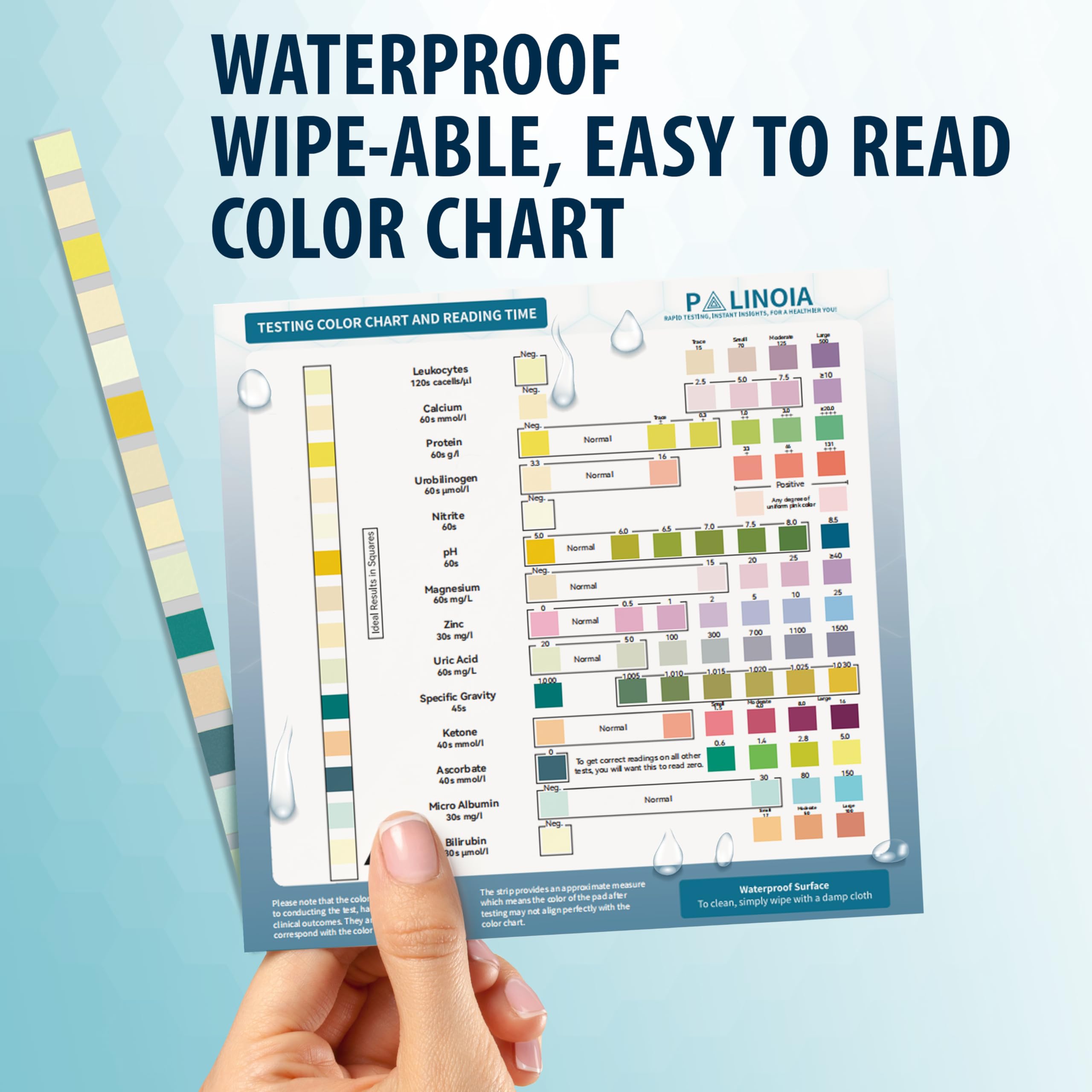 Palinoia color chart close-up supports quick result interpretation.