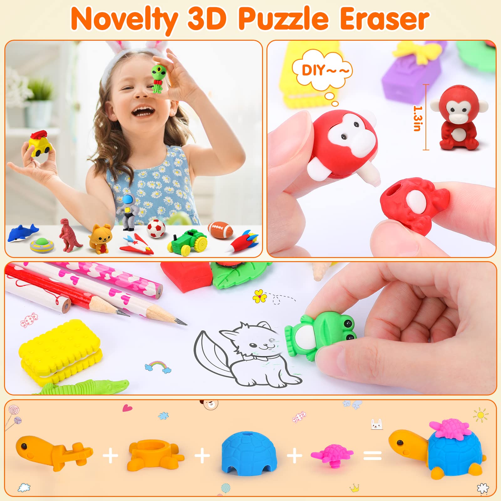 Palmatte colorful dinosaurs and animal erasers for vibrant learning visuals.
