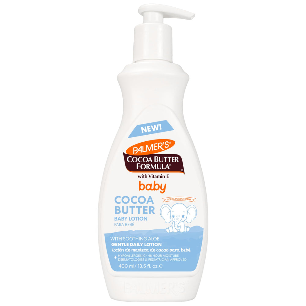 Palmer's Baby Lotion bottle showing cocoa butter formula for gentle skin care