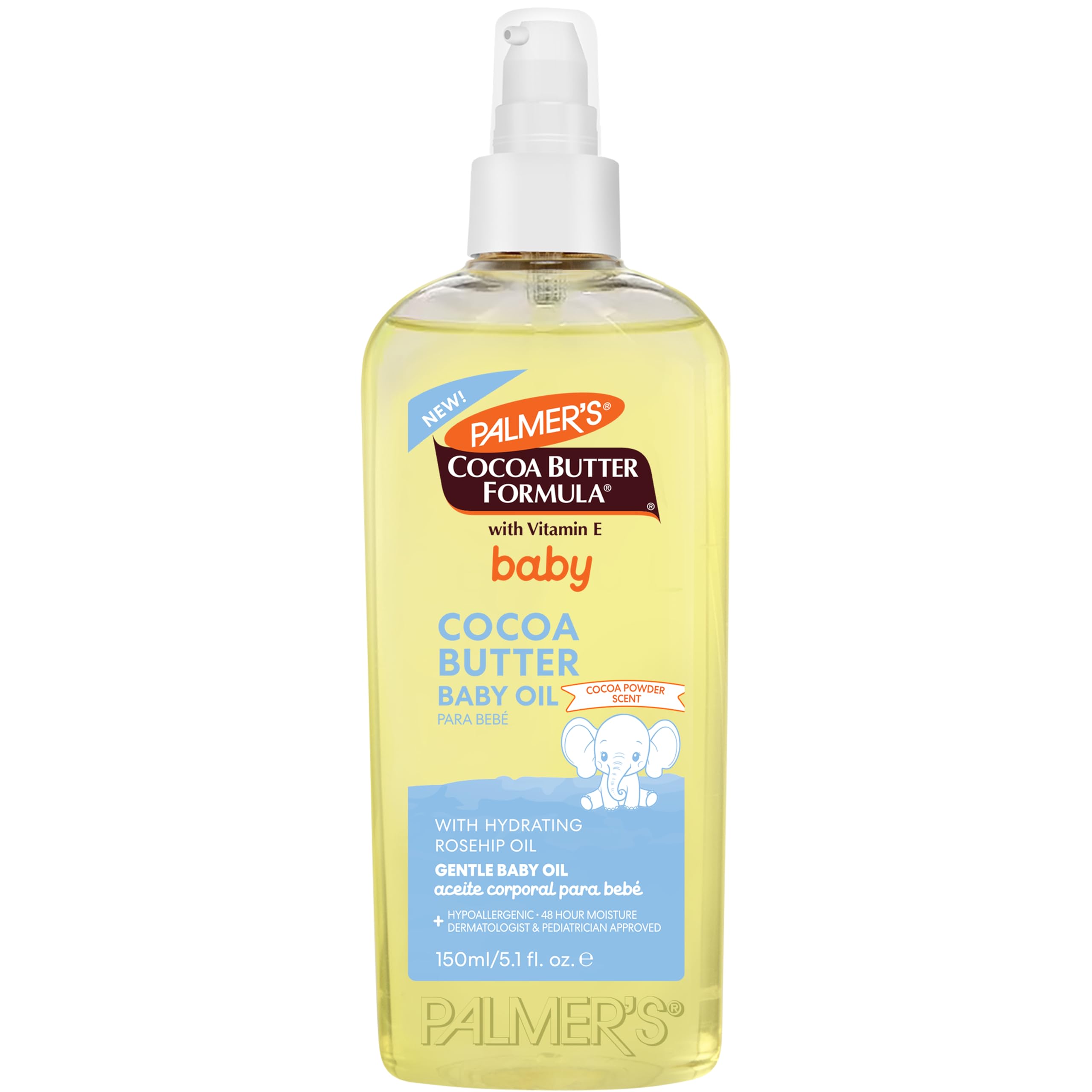 Palmer's baby oil in a gentle bottle pour for delicate skin care.