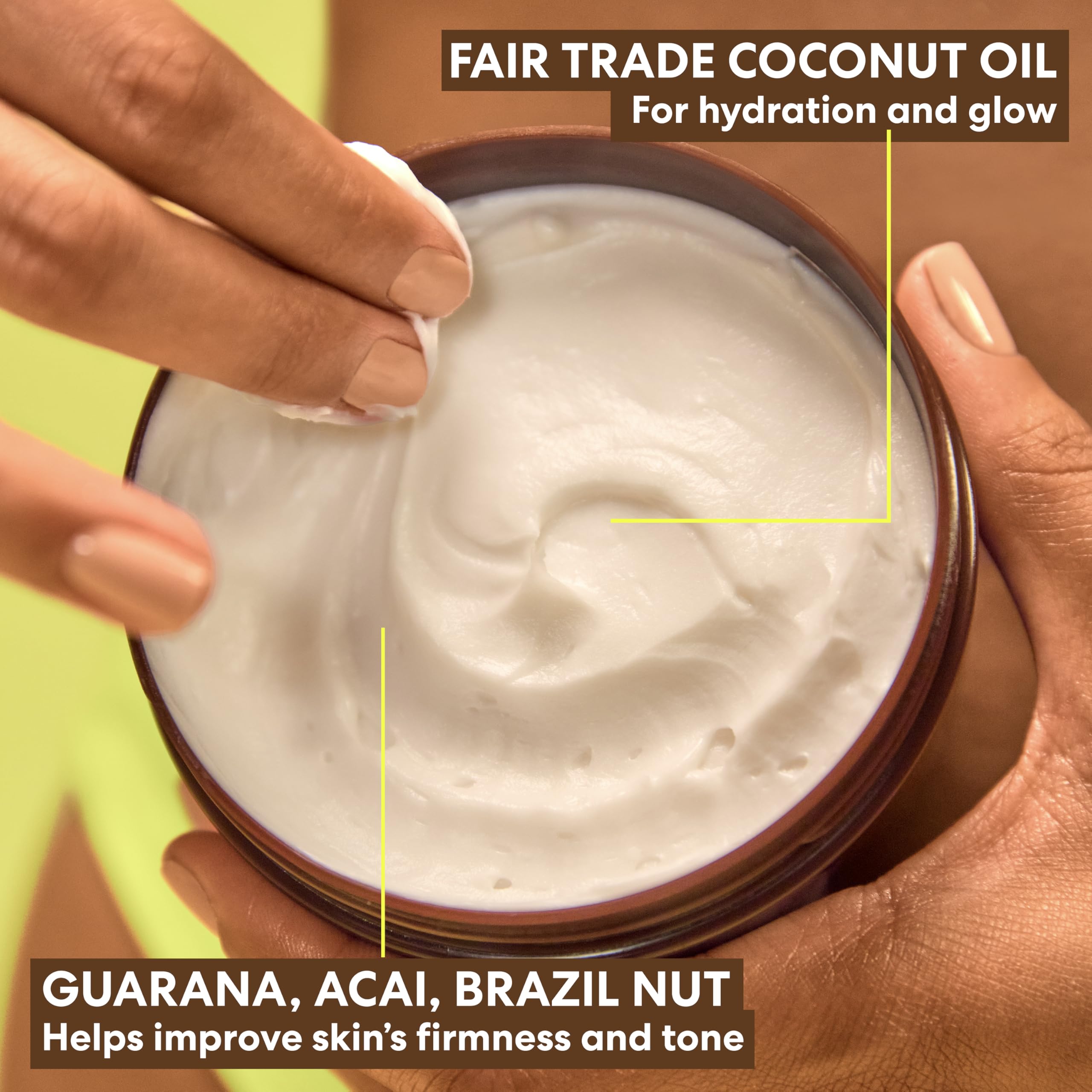 Palmer's Brazilian Coco Cream ingredients guarana-acai emphasize energizing skin care