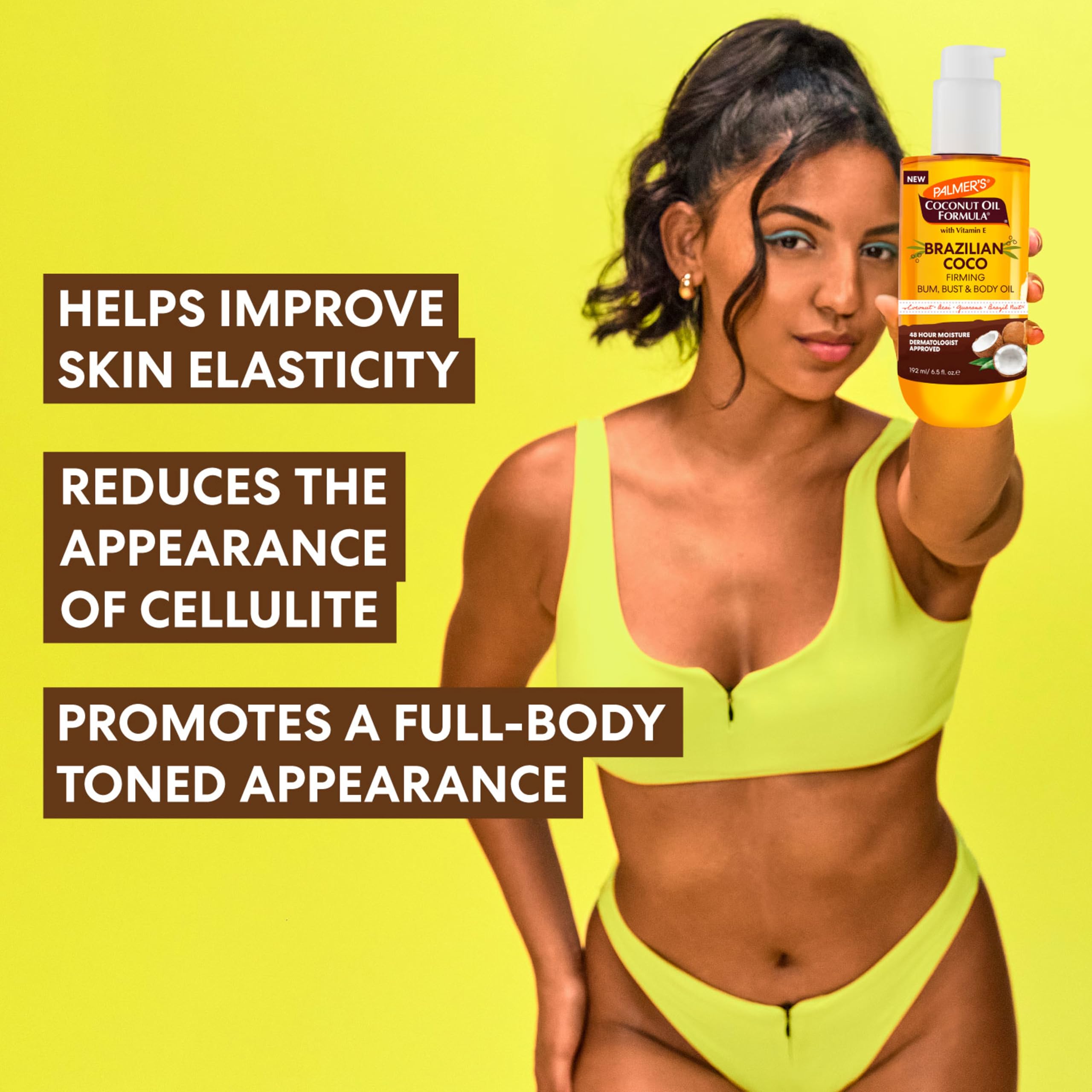 Ingredients banner highlights coconut oil, Brazil nut, guarana, and more.
