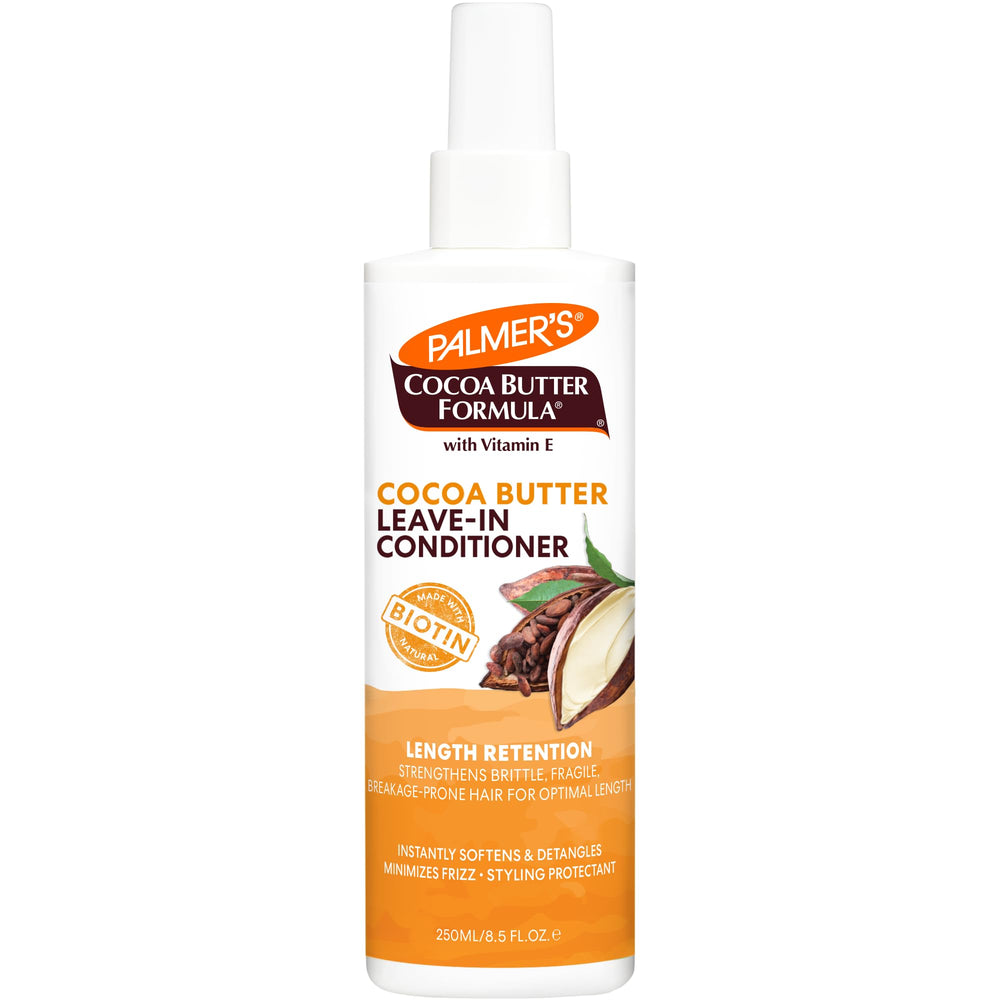 Palmer's Cocoa Butter Biotin Leave-In Conditioner bottle for frizz control.