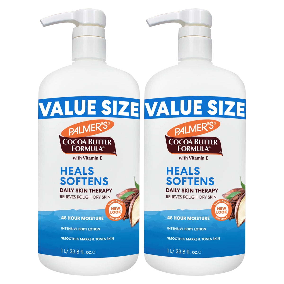 Palmer's Cocoa Butter Formula daily lotion pump bottle for easy, daily moisturization.