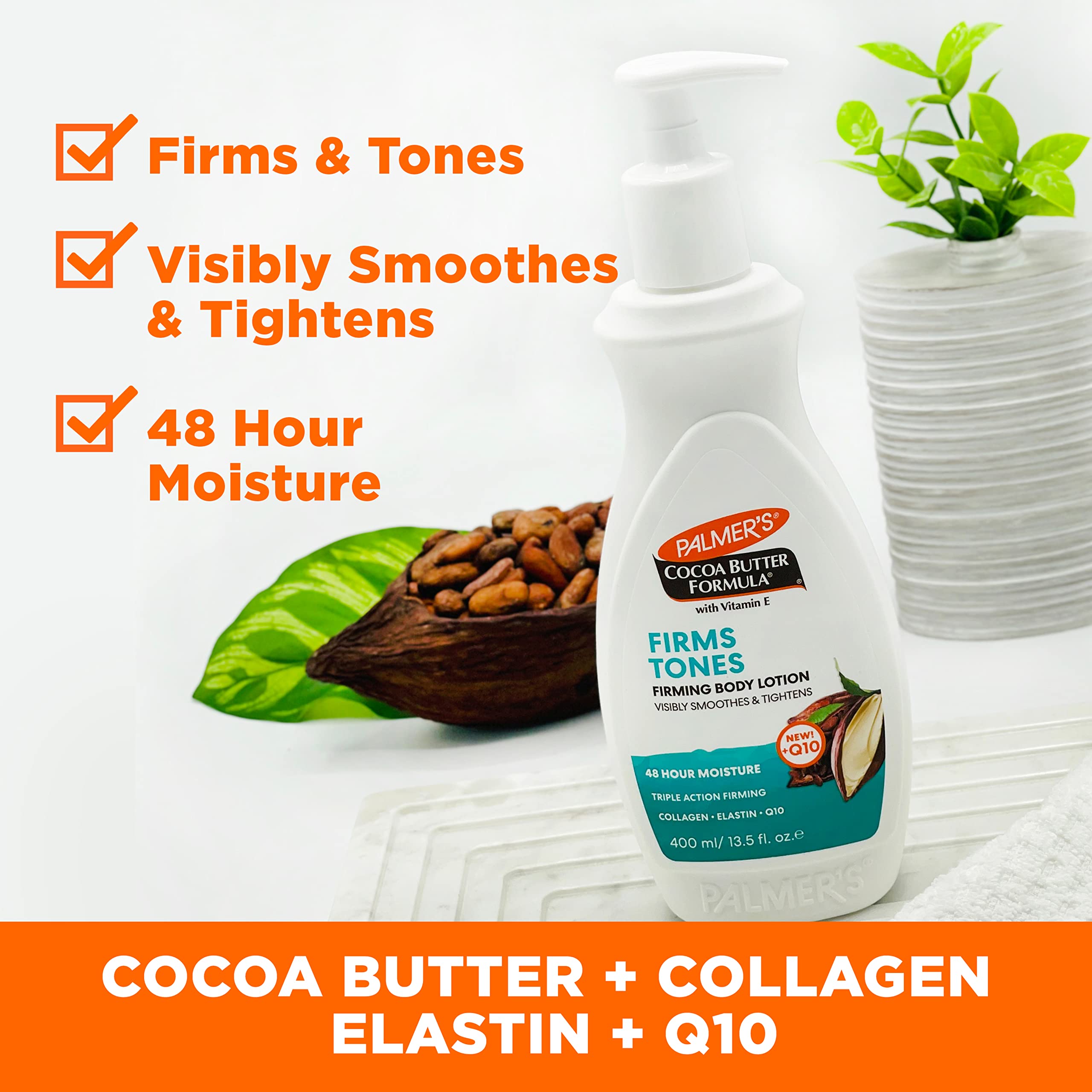 Palmer's Cocoa Butter Firming Pump shows easy dispensing for controlled use.
