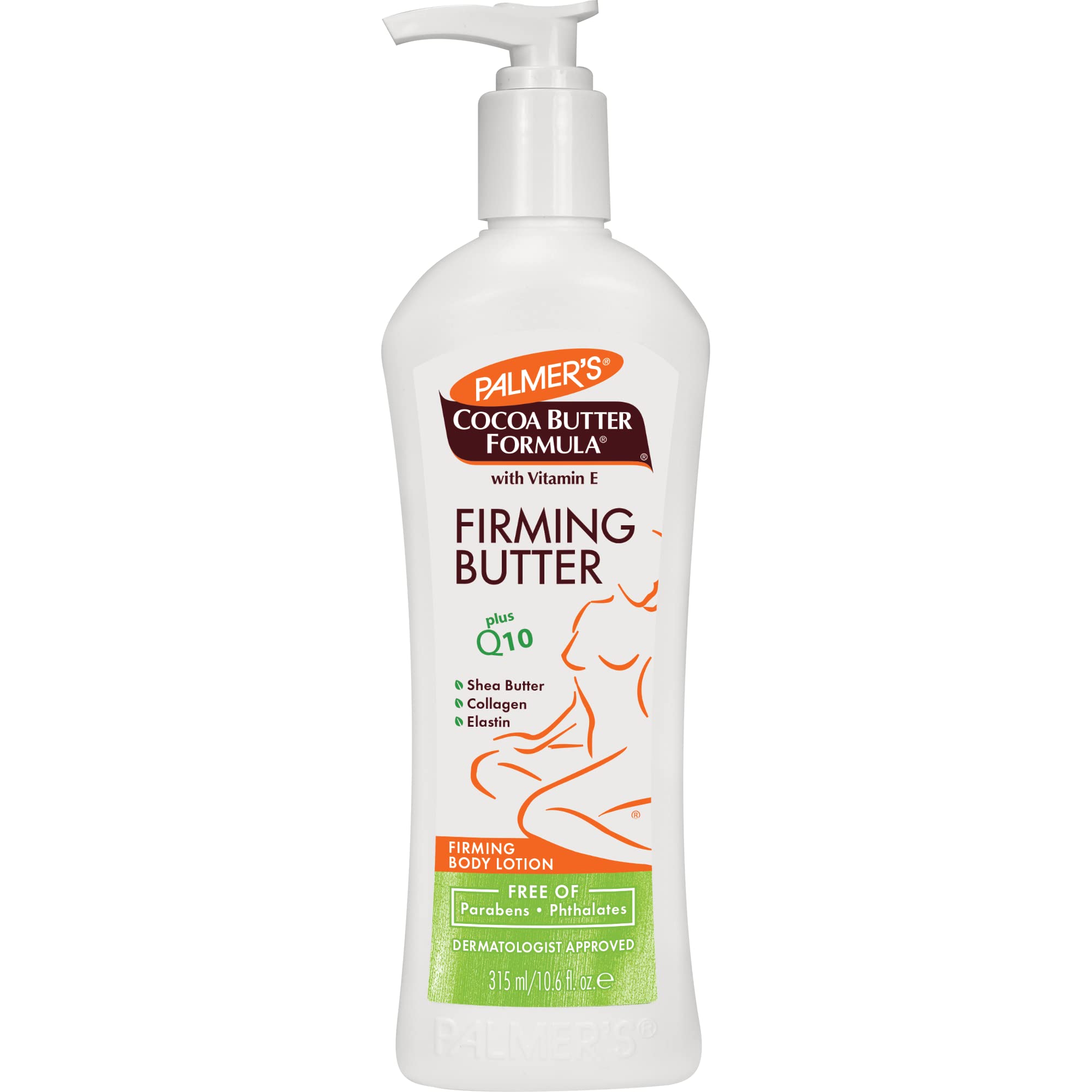 Palmer's Cocoa Butter Firming Butter bottle shows smooth texture and firming action