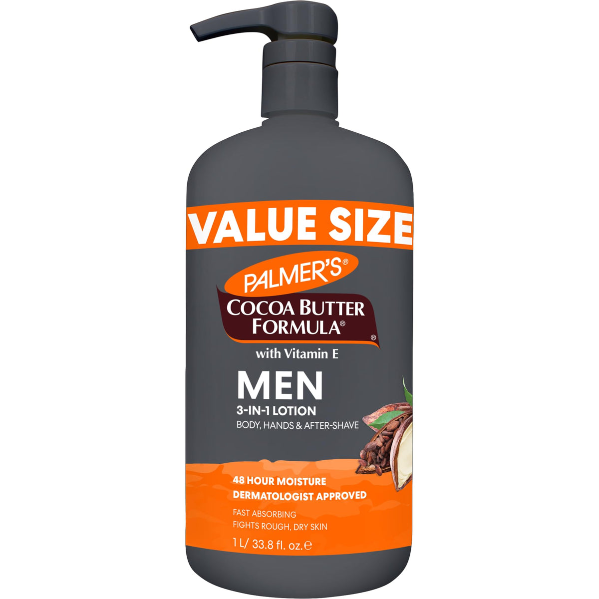 Palmer's Cocoa Butter Formula Men's Lotion front view for 3-in-1 hydration.